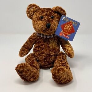 NWT Fiesta Foo Brown Happiness Bear With Gray Agate Power Bead Bracelet